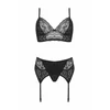 Vibrant Sanne 3-Piece Lingerie Set - Juodas Leopard Print &amp; Lace, Adjustable Fit