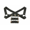 XR Brands Chest Harness &amp; Armbands Juodas Stretch Adjustable Set