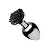 XR Brands Juodas Rose Medium Rose-Shaped Aliuminio Plug Juodas