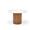BRUNO round table, baltas marble / walnut