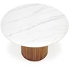 BRUNO round table, baltas marble / walnut