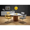 BRUNO round table, baltas marble / walnut