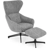 Fotelis FREDY leisure chair, with stool, pilkas