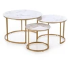 GILDA set of three coffee tables, baltas marble / auksinis