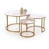 GILDA set of three coffee tables, baltas marble / auksinis