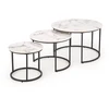GILDA set of three coffee tables, baltas marble / juodas