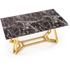 KONAMI table, color: top - juodas marble, legs - auksinis