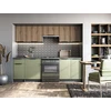KSENIA 240 kitchen set, color: front - light walnut / pistachio, body – antracite, worktop – pilkas