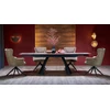 MARVIN extension table, top - maroon marble, legs - juodas