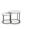 OREO set of two c. tables - baltas marble / juodas
