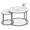 PAOLA 2 set of two coffee tables, marble / sidabrinis