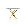 RAYMOND table, color: glass - transparent, legs - auksinis