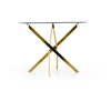 RAYMOND table, color: glass - transparent, legs - auksinis