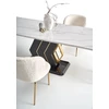 VINCENZO table baltas marble, leg juodas/auksinis