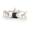 VINCENZO table baltas marble, leg juodas/auksinis