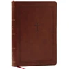 KNYGA Bookshop NKJV Giant Print End-of-Verse Reference Bible, Brown Leathersoft, Raudona Letter, Comfort Print