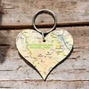 KNYGA Bookshop OS Map Wooden Heart Key-ring - Northumberland National Park