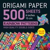 KNYGA Tuttle Publishing Staff Origami Paper 500 sheets Rainbow Patterns 6 inch (15 cm)
