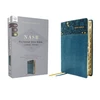 KNYGA Zondervan NASB, Personal Size Bible, Large Print, Leathersoft, Teal, Raudona Letter, 1995 Text, Thumb Indexed, Comfort Print