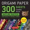 KNYGA Tuttle Publishing Staff Origami Paper 300 sheets Nature Photo Patterns 4" (10 cm)