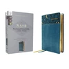 KNYGA Zondervan NASB, Personal Size Bible, Large Print, Leathersoft, Teal, Raudona Letter, 1995 Text, Comfort Print