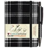 KNYGA MINI & PEN 10.5CM x 7CM Waverley S.T. (S): Juodas & Baltas Mini with Pen Pocket Genuine Tartan Cloth Commonplace Notebook