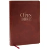 KNYGA Bookshop Open Bible: Read and Discover the Bible for Yourself (NKJV Brown Leathersoft, Raudona Letter, Comfort Print)