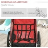 HOMCOM 3 in 1 vaikiška priekaba vaikiška jogger dviračio priekaba su 360 laipsnių pasukama priekinių ratų ratų priekaba 2 vaikams su vibracijos slopinimo sistemos laikymo maišeliu apsauga nuo oro sąlygų aliuminio raudona