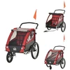 HOMCOM 3 in 1 vaikiška priekaba vaikiška jogger dviračio priekaba su 360 laipsnių pasukama priekinių ratų ratų priekaba 2 vaikams su vibracijos slopinimo sistemos laikymo maišeliu apsauga nuo oro sąlygų aliuminio raudona