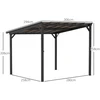 Outsunny Tvirta metalinė sodo pergola (stoginė / paviljonas) su kietu polikarbonato stogu.