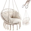 Boho stiliaus pakabinamas krėslas su pagalvėle 80 cm | 150 kg | spalva: ecru