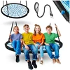 Neo-Sport Pintas lizdo formos sūpuoklės, 120 cm skersmens, tvirta PE virvė, plieno rėmas, lauko sūpuoklės vaikams ir suaugusiems, sodo sūpuoklės
