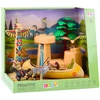 Lean Toys Indėnų figūrėlių rinkinys su kanoja ir totemu