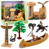 Lean Toys Indėnų figūrėlių rinkinys su kanoja ir totemu