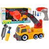 Lean Toys Oranžinis vaikiškas sunkvežimis su kranu ir įrankių rinkiniu