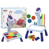 Lean Toys Mini projektorius su Tetris piešimo stalu 2in1 Mėlynas Vienaragis