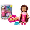 Lean Toys Lėlė su ilgais plaukais ir trimis šuniukais guolyje