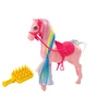 Lean Toys Spalvotas žirgas su rausvu balnu ir šepečiu