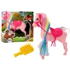 Lean Toys Spalvotas žirgas su rausvu balnu ir šepečiu