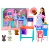 Lean Toys Lėlių veterinarijos priežiūros rinkinys su biuro baldais ir gyvūnais