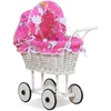 My Sweet Baby Lėlės pintas vežimėlis su rožine patalyne – baltas