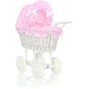 My Sweet Baby Lėlių pintas vežimėlis su rožine patalyne – baltas