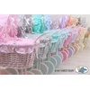 My Sweet Baby Lėlės pintas vežimėlis su pilka patalyne – baltas