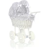 My Sweet Baby Lėlės pintas vežimėlis su pilka patalyne – baltas