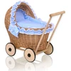 My Sweet Baby Lėlės pintas vežimėlis su mėlyna patalyne ir paminkštinimu