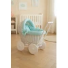 My Sweet Baby Lėlių pintas vežimėlis baltas su mėtų spalvos patalyne