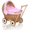 My Sweet Baby Lėlės pintas vežimėlis su rožine patalyne ir paminkštinimu
