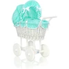 My Sweet Baby Lėlės pintas vežimėlis su mėtų spalvos patalyne – baltas