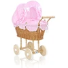 My Sweet Baby Lėlės pintas vežimėlis su rožine patalyne – natūralus