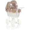 My Sweet Baby Lėlės pintas vežimėlis su rudu patalu – baltas